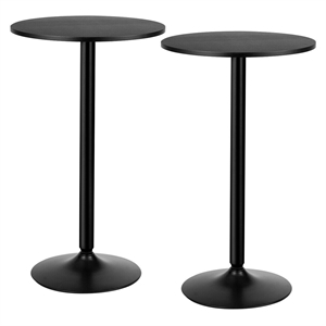 2PCS 24 inch Round Pub Table Bistro Bar Table W/Metal Base Black