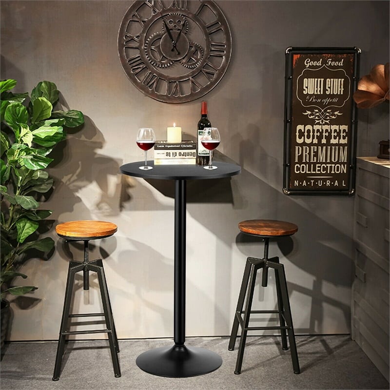 4 PCS 24 inch Round Pub Table Bistro Bar Table W/Metal Base Black