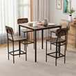 5 PCS Industrial Dining Table Set with 4 Bar Stools Black