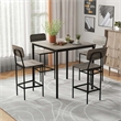 5 PCS Industrial Dining Table Set with 4 Bar Stools Grey