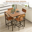 5 PCS Industrial Dining Table Set with 4 Bar Stools Walnut