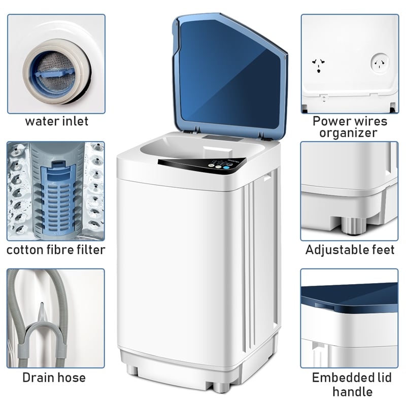 Full Automatic Washing Machine 7.7 lbs Washer/Spinner UV Light Blue