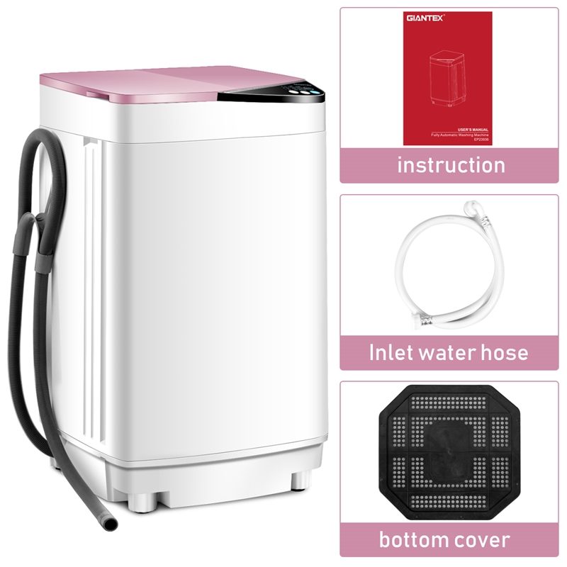 Full Automatic Washing Machine 7.7 lbs Washer/Spinner UV Light Pink
