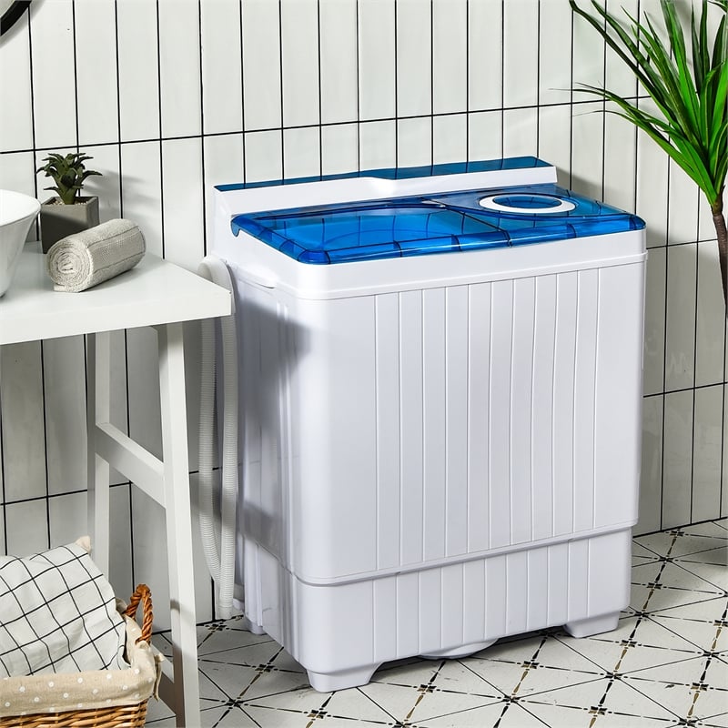 26lbs Portable Semi automatic Washing Machine W/Drain Pump Blue