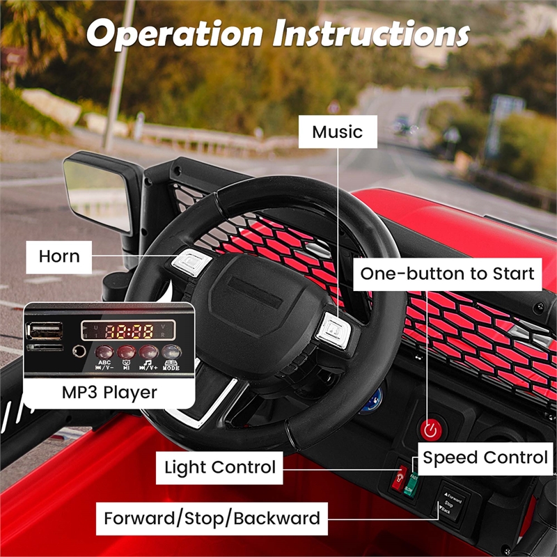 12V Kids Ride On Truck Car Electric Vehicle Remote Red