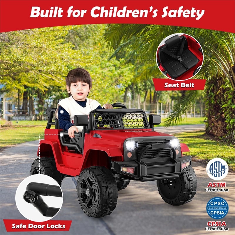 12V Kids Ride On Truck Car Electric Vehicle Remote Red
