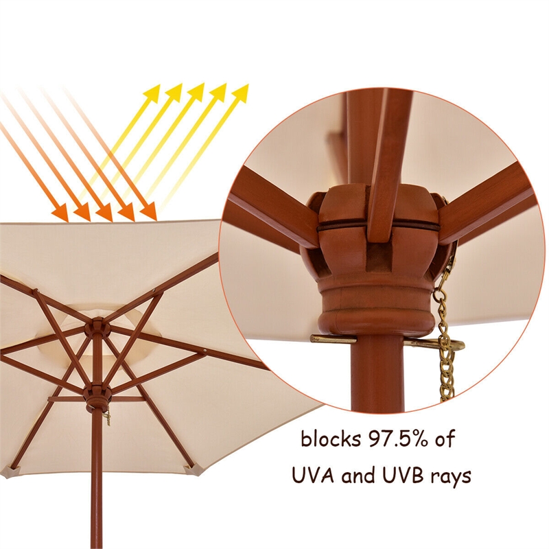 Outdoor Picnic Table Bench with Folding Umbrella  4 Seat