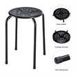 Golplus Backless Round Top Metal Stackable Stool Set in Black (Set of 6)