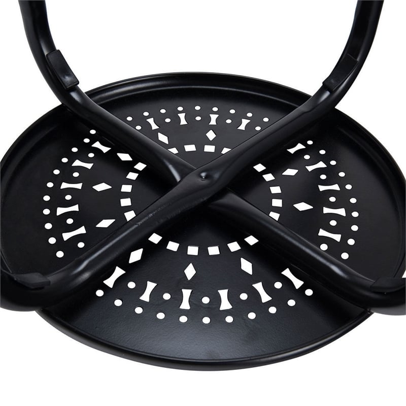 Golplus Backless Round Top Metal Stackable Stool Set in Black (Set of 6)