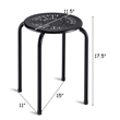 Golplus Backless Round Top Metal Stackable Stool Set in Black (Set of 6)