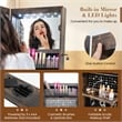 Swivel Jewelry Cabinet Standing Armoire Organizer w/LED Light Brown