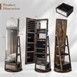 Swivel Jewelry Cabinet Standing Armoire Organizer w/LED Light Brown