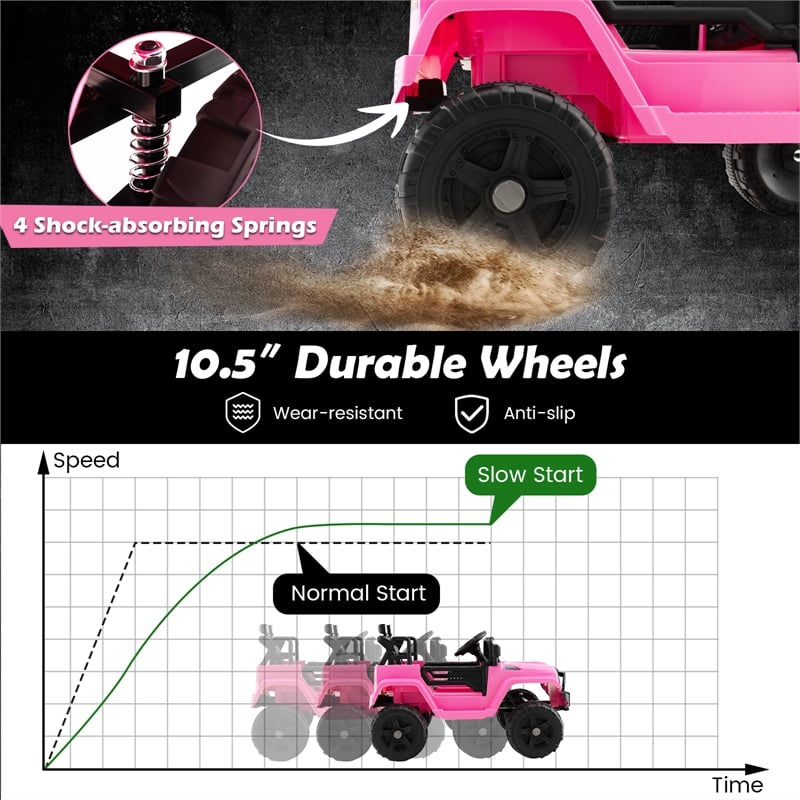 12V Kids Ride On Truck Car Electric Vehicle Remote Pink