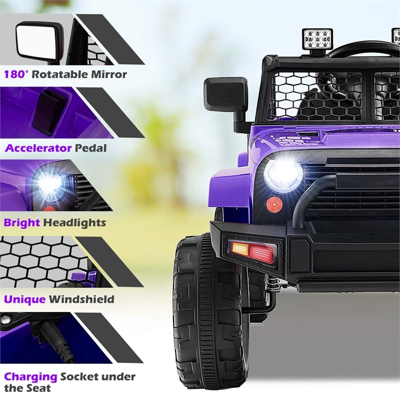 12V Kids Ride On Truck Car Electric Vehicle Remote Purple