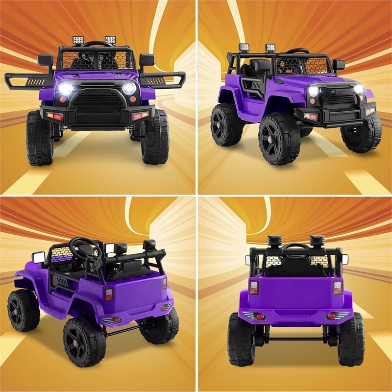 12V Kids Ride On Truck Car Electric Vehicle Remote Purple