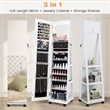 64 inch Jewelry Organizer Lockable Jewelry Cabinet Armoire White