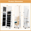 64 inch Jewelry Organizer Lockable Jewelry Cabinet Armoire White
