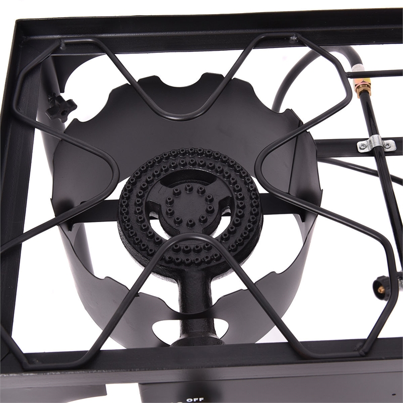 Double Burner Gas Cooker Outdoor Picnic Stove Stand BBQ Grill