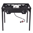 Double Burner Gas Cooker Outdoor Picnic Stove Stand BBQ Grill