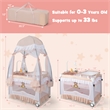 Portable Baby Crib Cradle  Bassinet Changing Pad Mosquito Net Light Pink