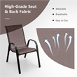 Set of 4 Patio Dining Chairs Stackable Armrest Space Saving Garden Brown