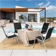 Set of 4 Patio Dining Chairs Stackable Armrest Space Saving Garden Black