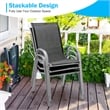 Set of 4 Patio Dining Chairs Stackable Armrest Space Saving Garden Black