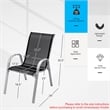 Set of 4 Patio Dining Chairs Stackable Armrest Space Saving Garden Black