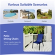 Set of 4 Patio Dining Chairs Stackable Armrest Space Saving Garden Navy