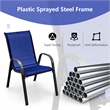 Set of 4 Patio Dining Chairs Stackable Armrest Space Saving Garden Navy