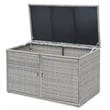 88 Gallon Garden Patio Rattan Storage Container Box Bin Shelf Gray