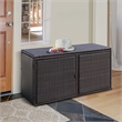 88 Gallon Garden Patio Rattan Storage Container Box Bin Shelf Brown