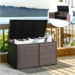 88 Gallon Garden Patio Rattan Storage Container Box Bin Shelf Brown