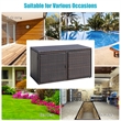 88 Gallon Garden Patio Rattan Storage Container Box Bin Shelf Brown