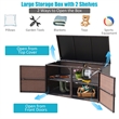 88 Gallon Garden Patio Rattan Storage Container Box Bin Shelf Brown