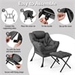 Lazy Sofa Chair Accent Leisure Armchair with Folding Footrest Gray