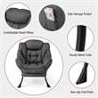 Lazy Sofa Chair Accent Leisure Armchair with Folding Footrest Gray