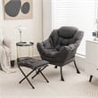 Lazy Sofa Chair Accent Leisure Armchair with Folding Footrest Gray