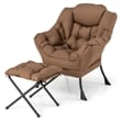 Lazy Sofa Chair Accent Leisure Armchair with Folding Footrest Brown