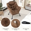 Lazy Sofa Chair Accent Leisure Armchair with Folding Footrest Brown