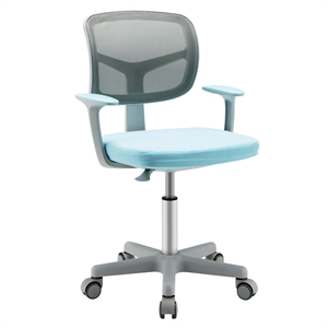 kids adjustable height children study chair w/auto brake casters blue