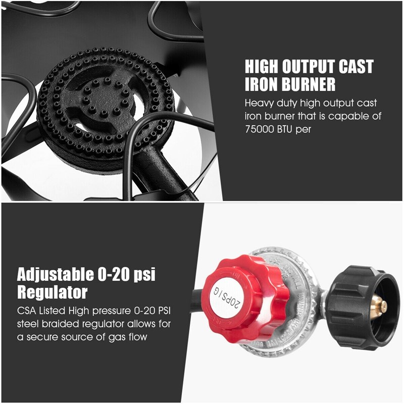 Portable 225000 BTU 3 Burner Gas Cooker Outdoor Camp Stove BBQ