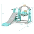 4 in 1 Toddler Climber and Swing Set w/ Basketball Hoop and Ball Green