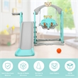 4 in 1 Toddler Climber and Swing Set w/ Basketball Hoop and Ball Green