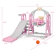 4 in 1 Toddler Climber and Swing Set w/ Basketball Hoop and Ball Pink