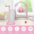 4 in 1 Toddler Climber and Swing Set w/ Basketball Hoop and Ball Pink