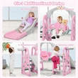 4 in 1 Toddler Climber and Swing Set w/ Basketball Hoop and Ball Pink