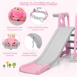 4 in 1 Toddler Climber and Swing Set w/ Basketball Hoop and Ball Pink