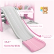4 in 1 Toddler Climber and Swing Set w/ Basketball Hoop and Ball Pink