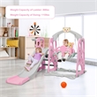 4 in 1 Toddler Climber and Swing Set w/ Basketball Hoop and Ball Pink